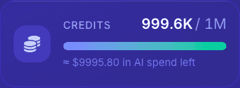The credit meter at the bottom of the left menu, showing credits remaining, the limit and the bar